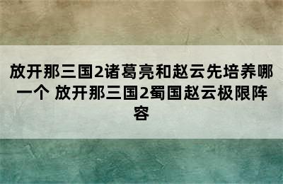 放开那三国2诸葛亮和赵云先培养哪一个 放开那三国2蜀国赵云极限阵容